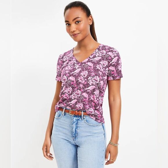 The Loft Rainforest Everyday V-Neck Tee  Size S in Italian Plum NWT and in packa - Picture 1 of 6